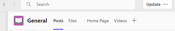 General channel with Posts and Files tabs