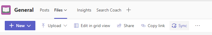 Sync button on the Files tab