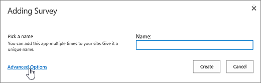 screenshot of Adding survey advanced option