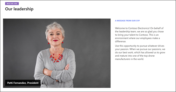 Image of the leadership page in the Department site