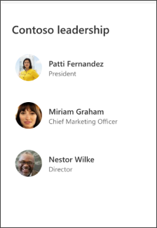 image of the People web part on the department site template