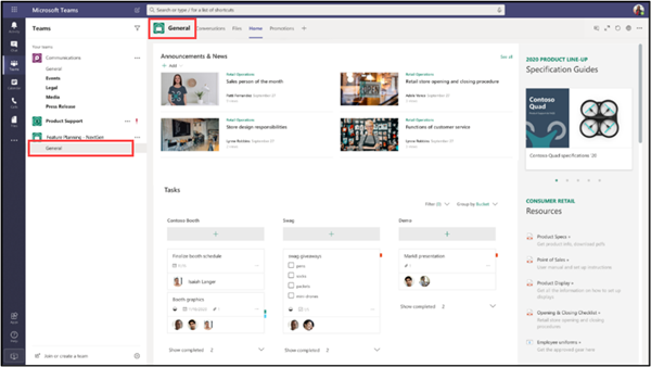 Image of the general channel in Microsoft Teams