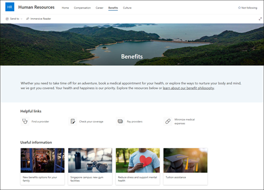 Preview of the Human Resource Benefits page.