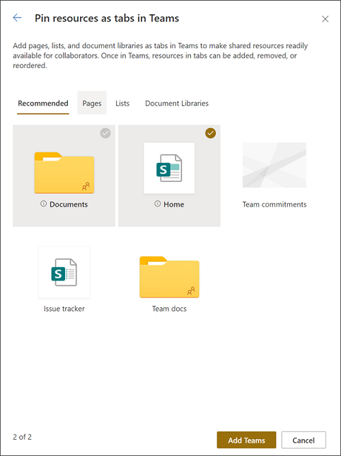 Pin resources at tabs