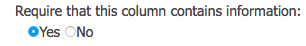Require that this column contains information setting.