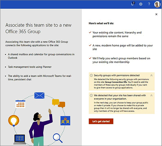 This image shows the first screen of the new Office 365 creation wizard.