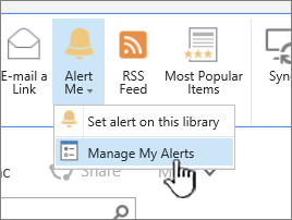 SharePoint 2016 Manage alert button highlighted