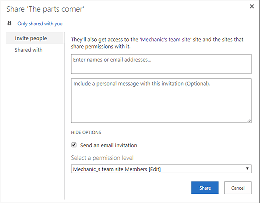 Share your wiki site with other members