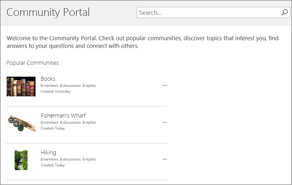 Example of a community portal
