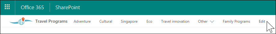 SharePoint hub navigation