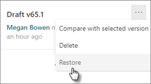 Restore version command