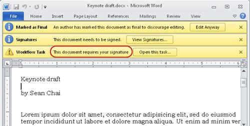 Identifying text in item to be reviewed