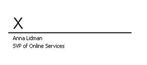 Signature line inserted but not yet signed