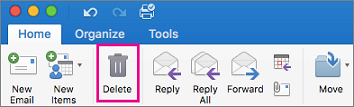 On the Home tab click the Delete button