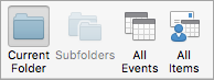 Shows the Calendar search options
