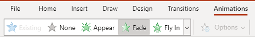 The animations pane in PowerPoint for the web.
