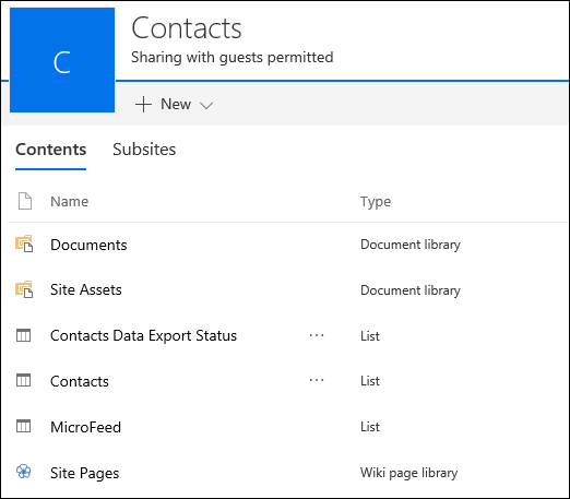 SharePoint subsite page containing lists from exported Access web app