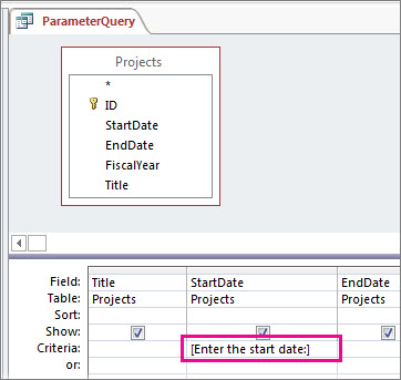 A simple parameter query.