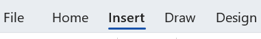 Insert tab in a Word document.