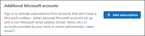 Screenshot of the add subscription option