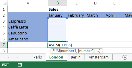 The formula is also in the London worksheet.