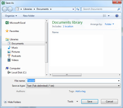 Save As dialog box