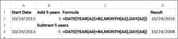 Adding and subtracting dates examples