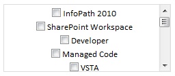 Multiple-selection list box with several checkbox options