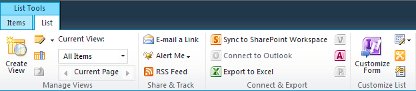 Customize Form command on the SharePoint List tab