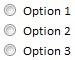 Group of three option buttons