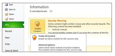 Screenshot displays the Security Warning area.