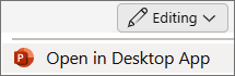 PowerPoint Open Desktop app menu item