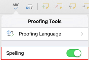 Turn on spelling