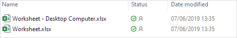 OneDrive file list showing a file duplicated with the computer name appended to the filename