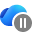 Blue cloud icon with pause symbol.