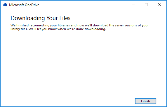 Final One Drive for Business Sync repair dialog