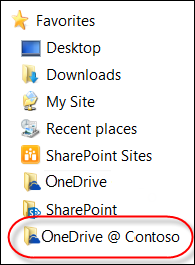 Synced OneDrive for Business folder in File Explorers Favorites