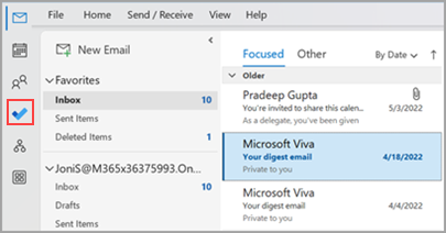 Classic Outlook navigation bar with the To Do icon selected.