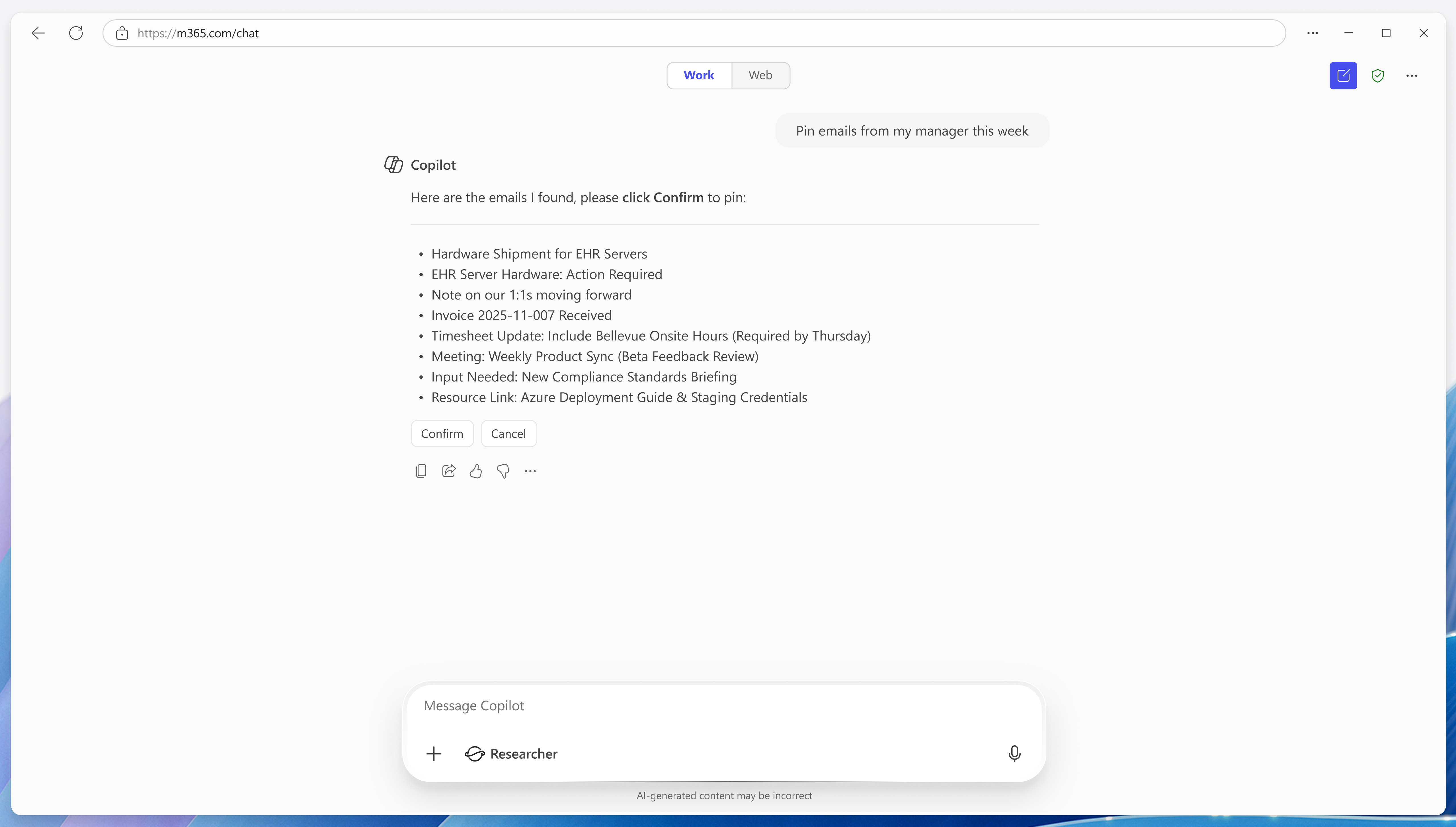 Confirmation for bulk triage actions, with Confirm and Cancel buttons