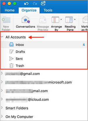 Shows the All Accounts folder