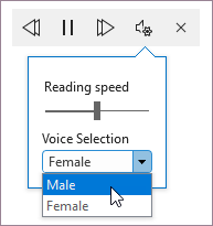 Read Aloud controls with the Reading speed slider and Voice Selection menu.