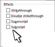 Pick Superscript or Subscript