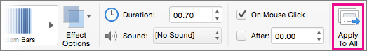 Apply to all button on Transitions tab