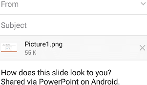 After choosing a slide to share, send it from a messaging app on your Android device