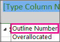 Outline Number option in the Insert Column list