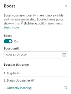 Screenshot displaying the properties pane for Boost.