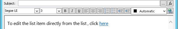 Define E-mail Message Screen after inserting variable