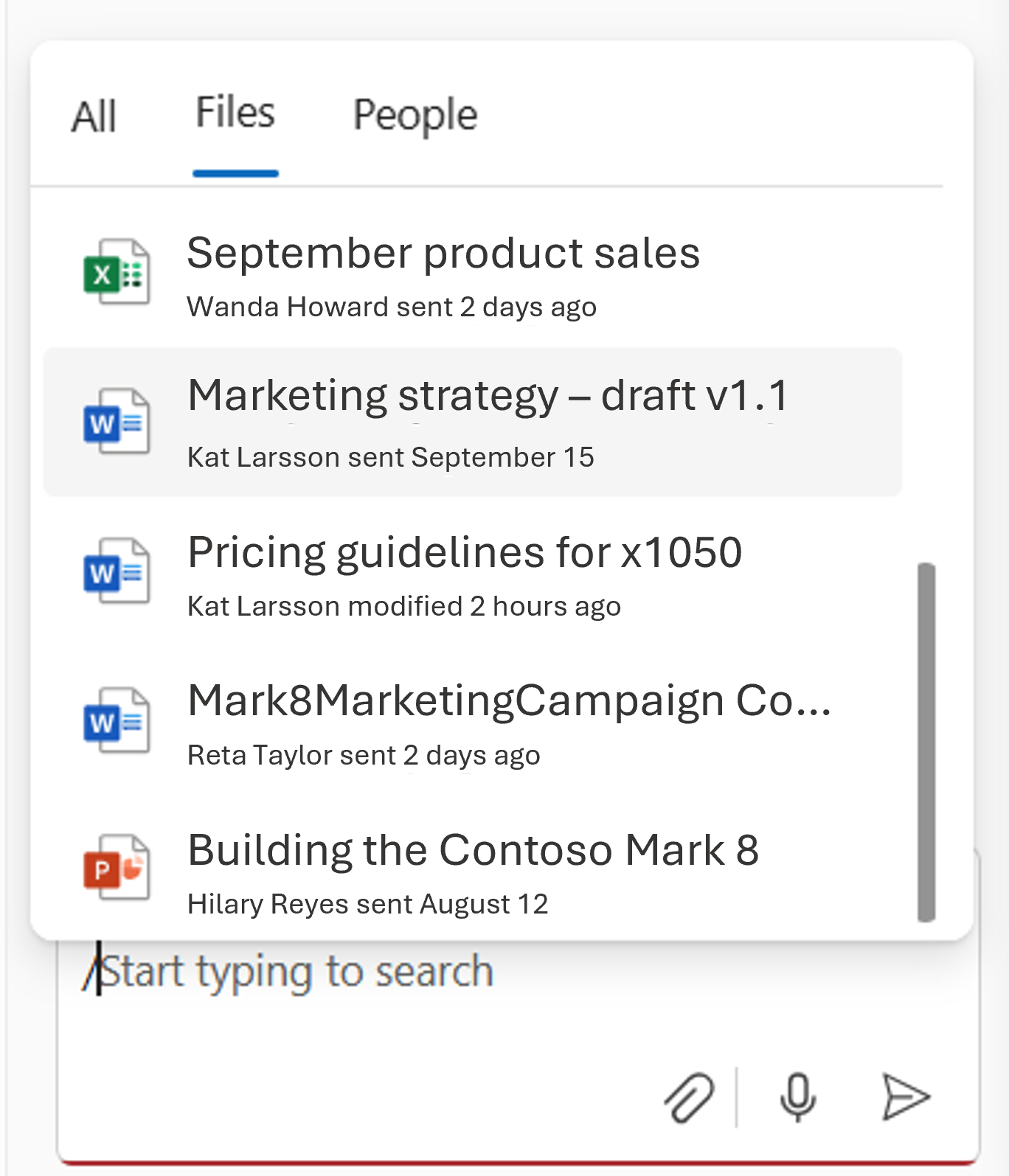 File picker open from the agent chat box for adding a file to the conversation.