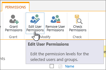 Click Edit Permissions to change permission level