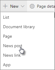 News post menu item